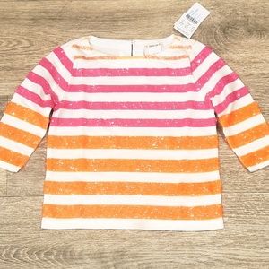 NWT CREWCUTS 3/4 Sleeve Sequin Striped Top